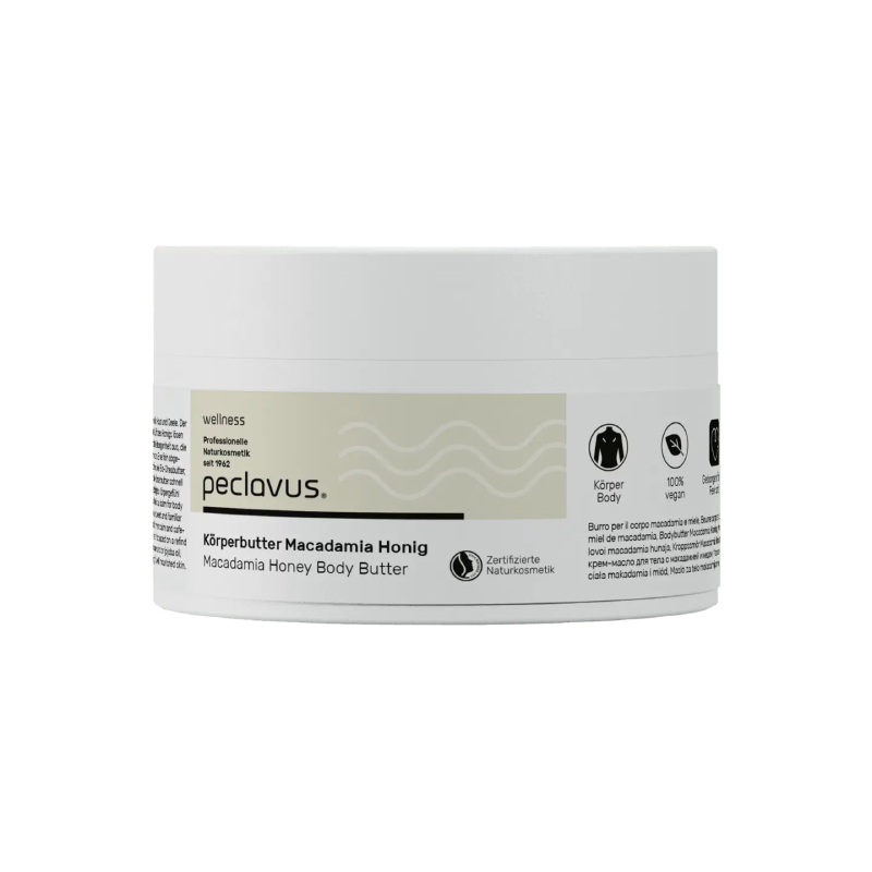 peclavus wellness Körperbutter Macadamia Honig, 250 ml, Geborgen fühlen